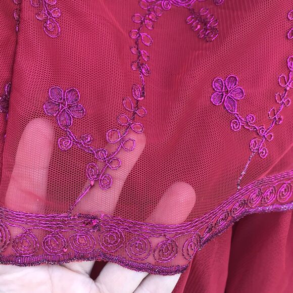 Pearl Georgina Chapman of Marchesa Red Mesh Lace Bustier Party Dress Size 0 - Picture 5 of 10